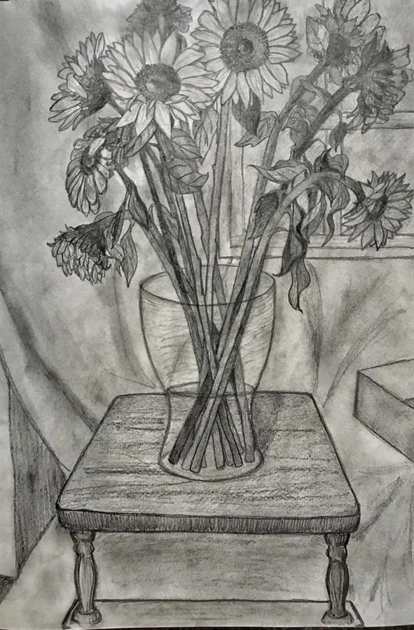 Этюд с подсолнухами. 2019, бумага, карандаш
