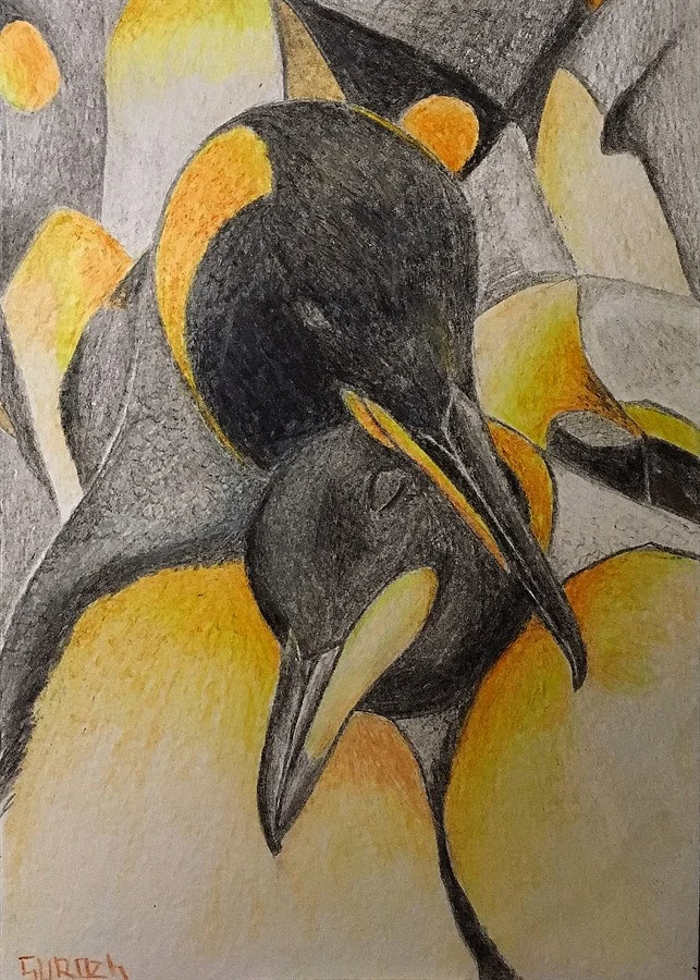Пингвины. 2019, карандаш, бумага